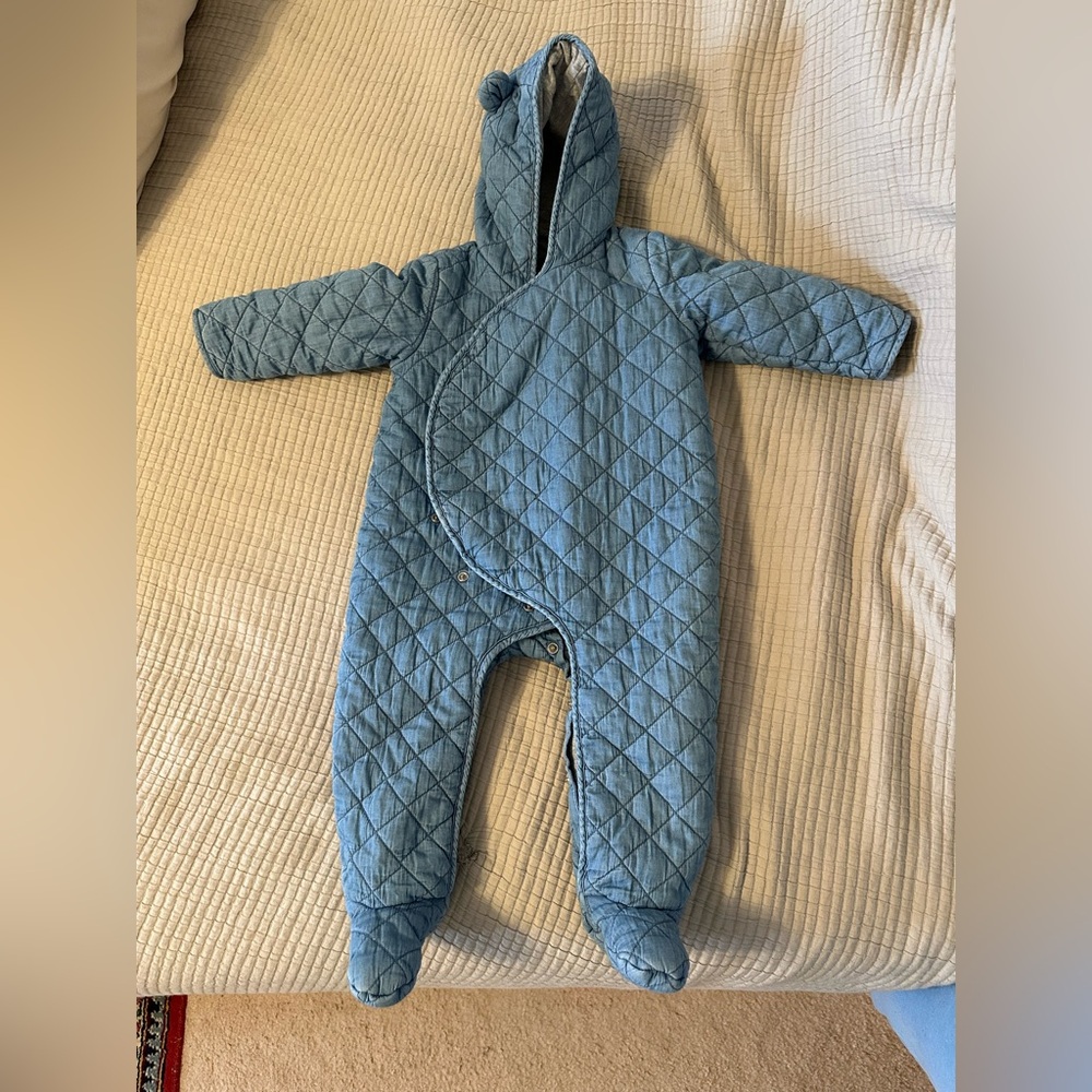 GAP Quilted Blue Hooded Footie